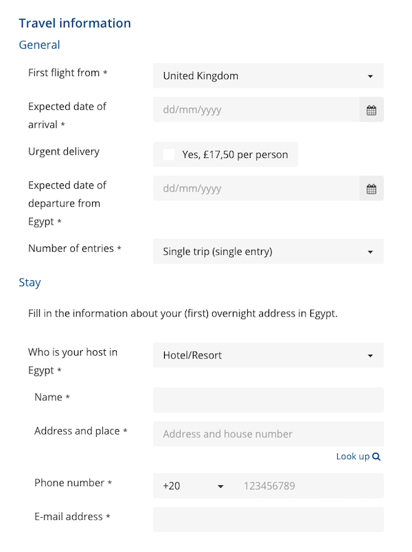 Explanation application procedure for the Egypt visa