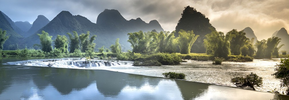 The magnificent nature in Vietnam; a familiar sight is the typical mountain formation